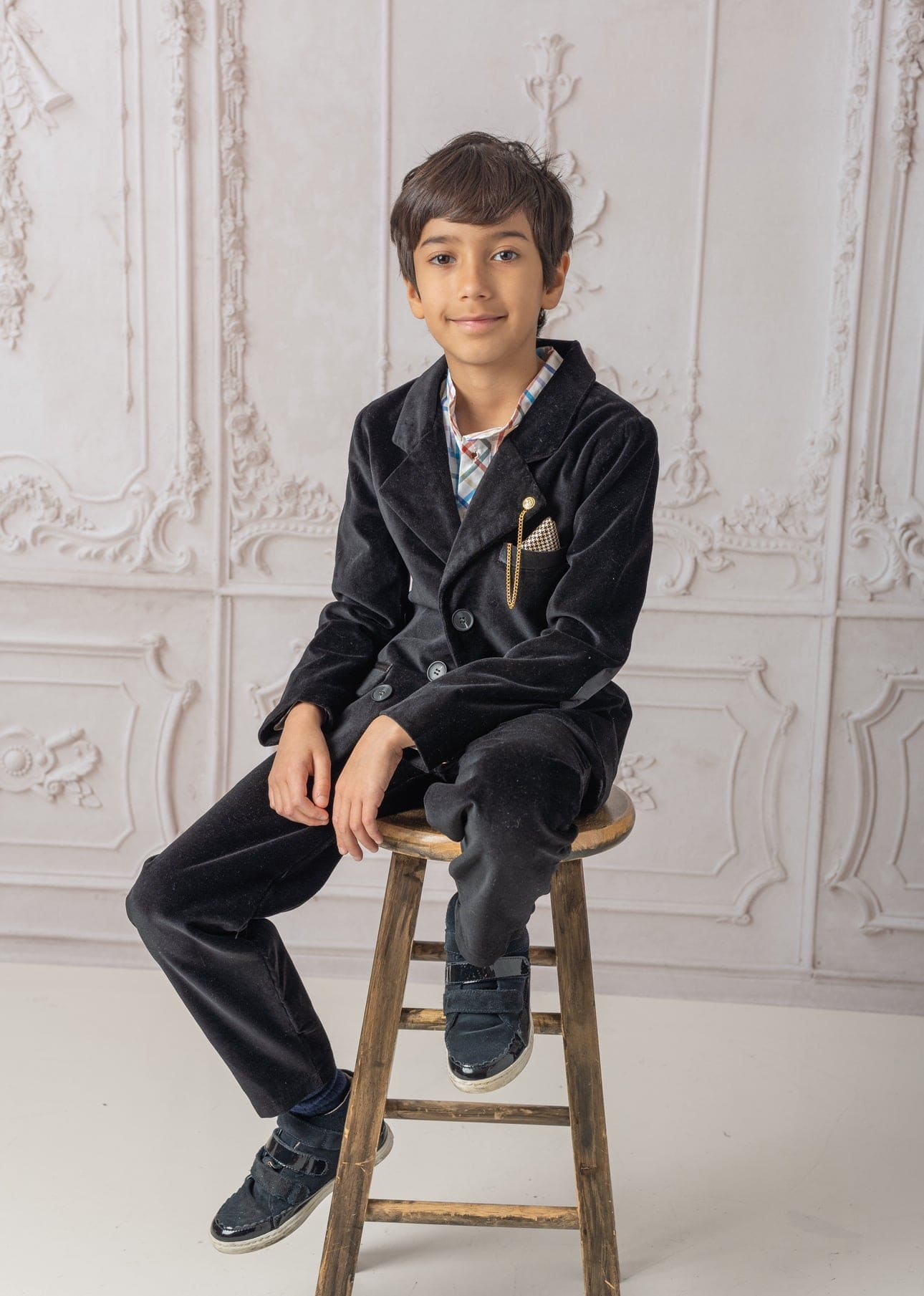 Boy | Charlie Velour Boy's Blazer | Black
