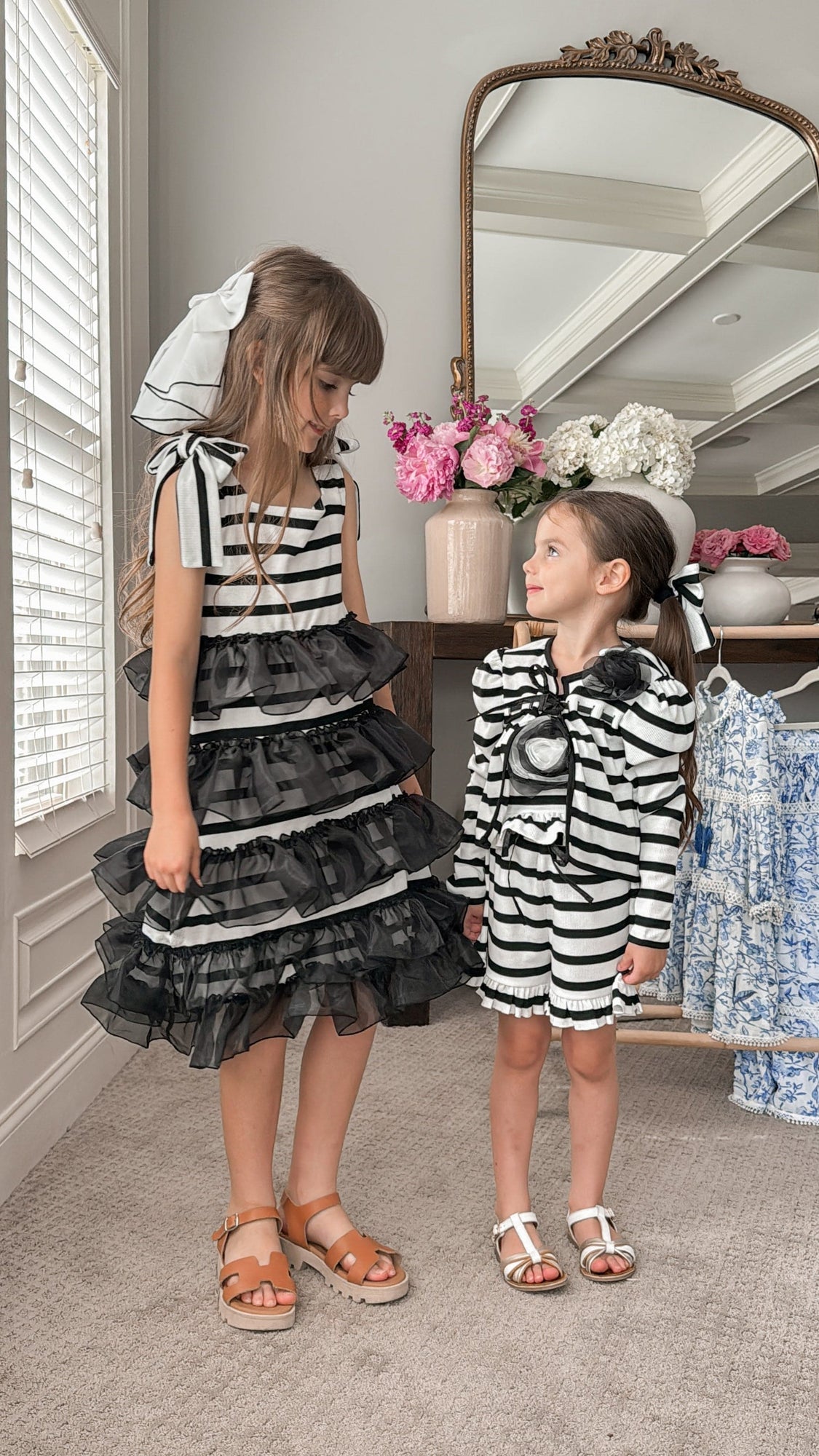 Girl | Monaco and Striped Dress | Black x White