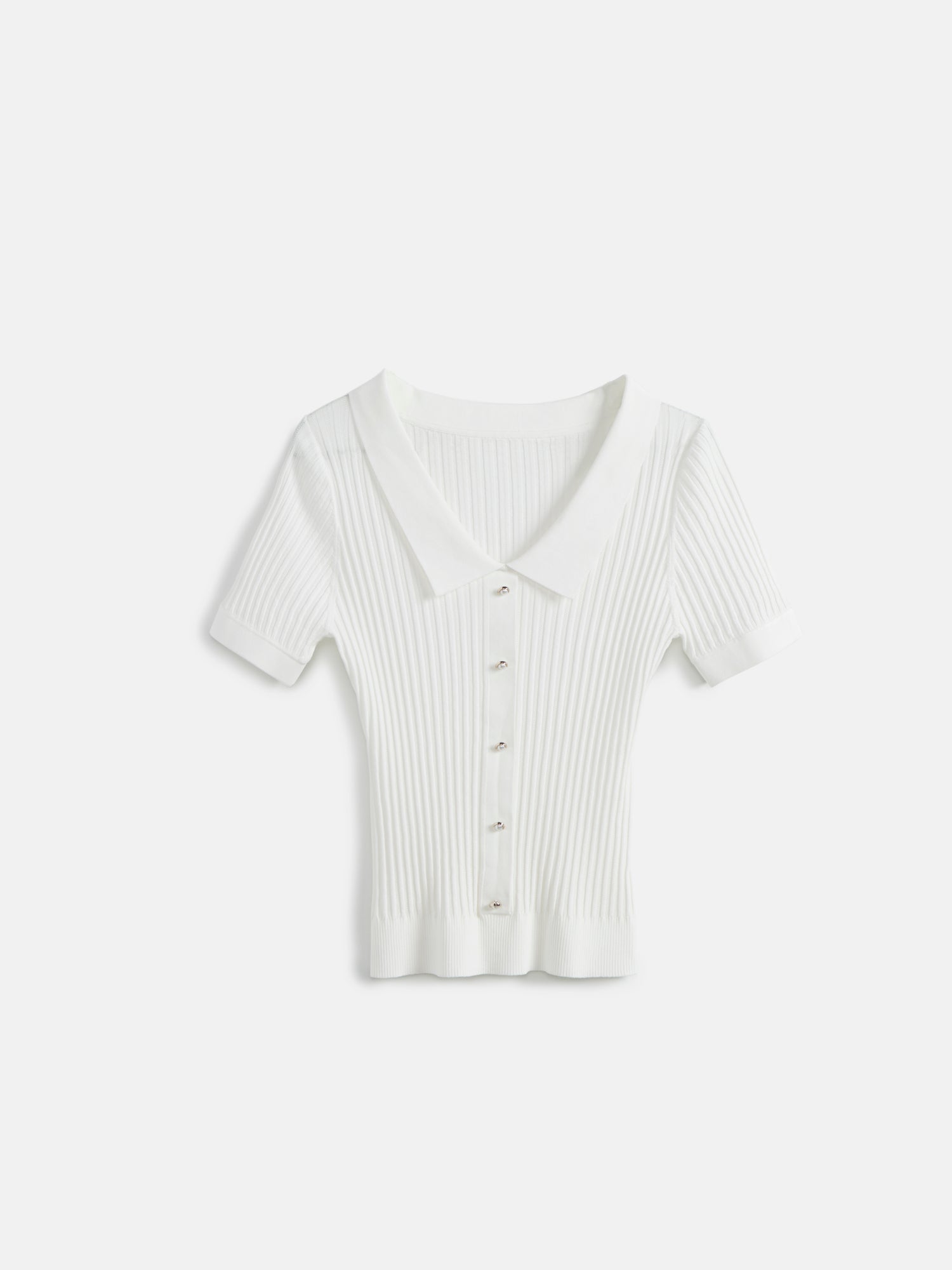 Ribbed Knit Top | White