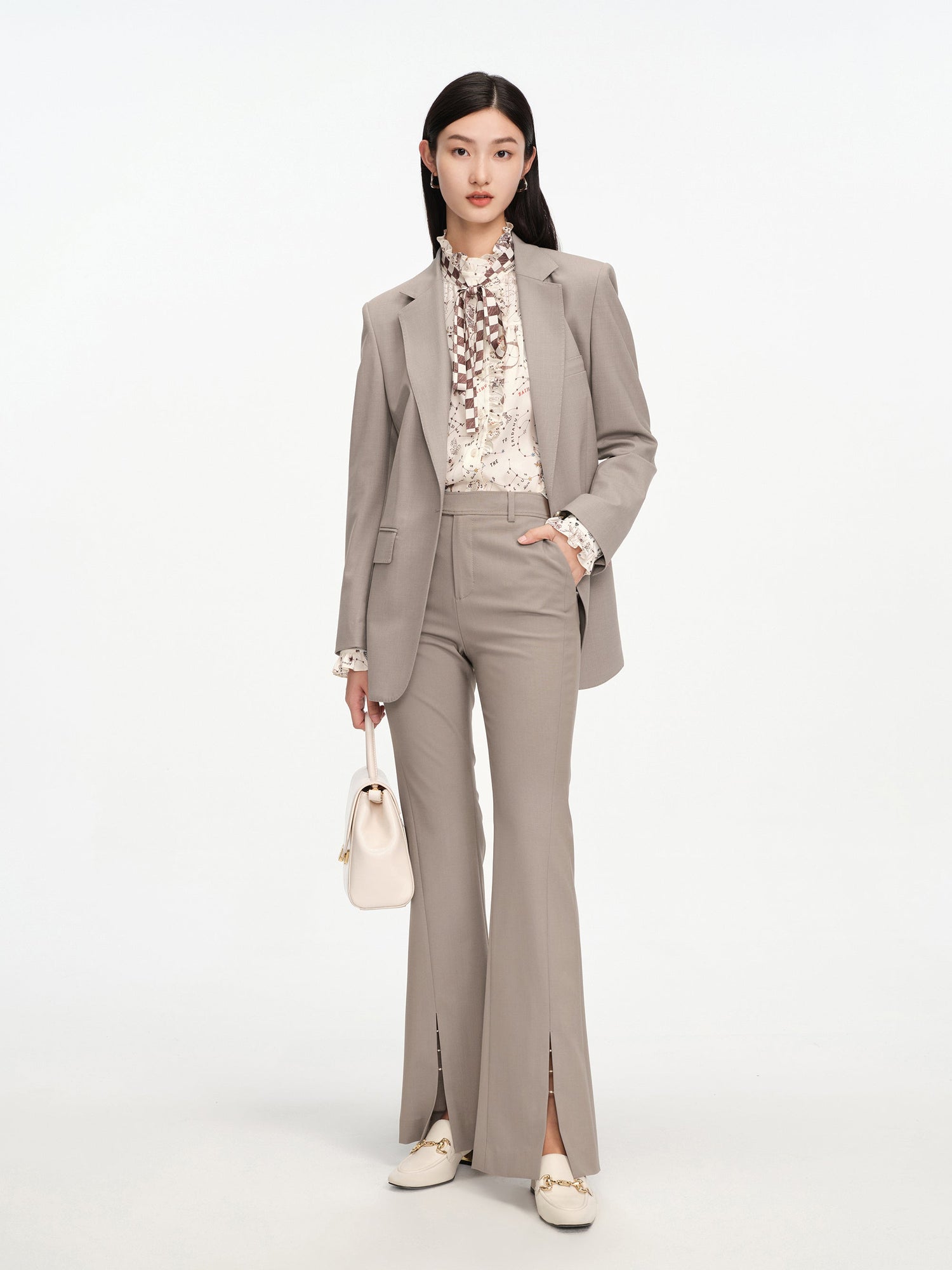 Wool Wide Leg Pants | Grey