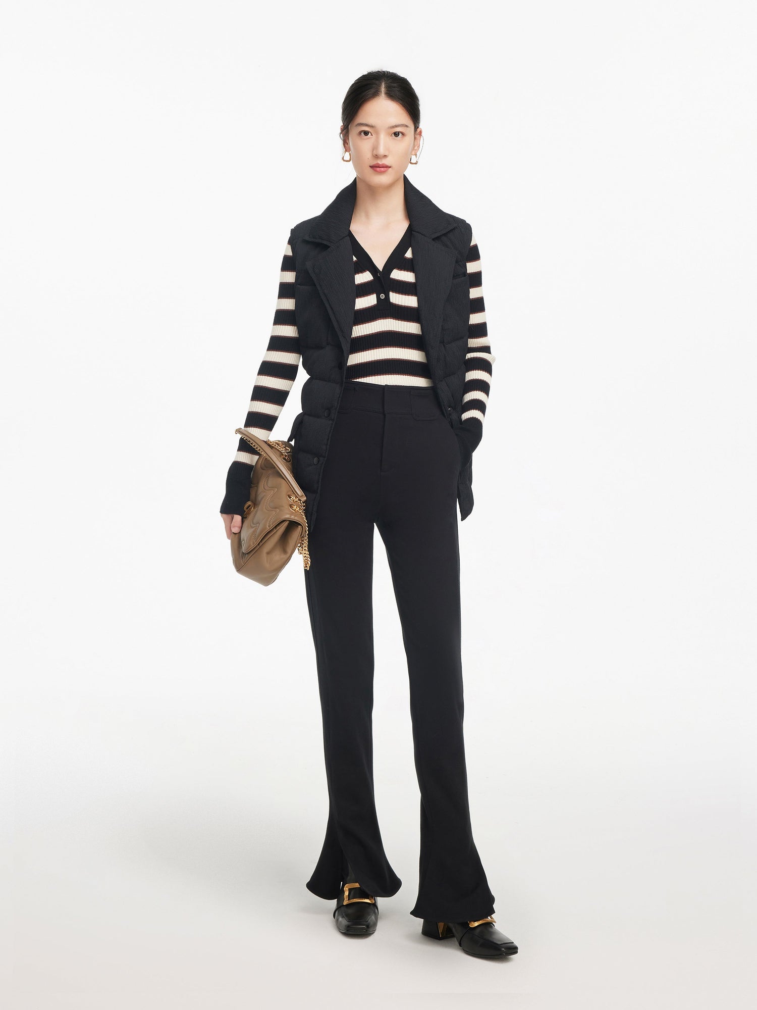 High-waisted Bootcut Pants | Black