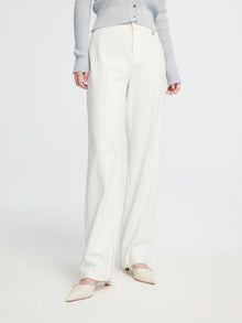 Straight Leg High-Waisted Pant | White
