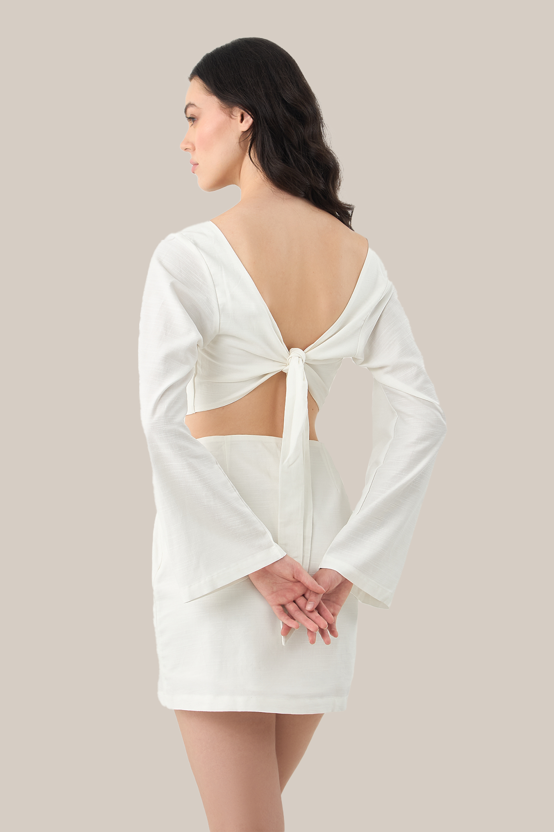 Elena Short Dress | Off White Embroidery