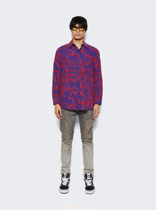 Men | Casella Meyer | Embroidered Jacquard Shirt | Purple & Red
