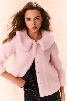 Girls Enola Faux Shearling Coat | Pale Pink