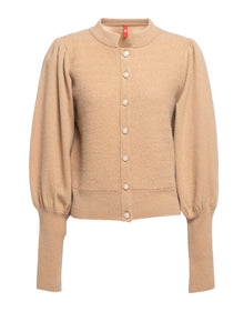 Puff Sleeve Knit Cardigan | Camel