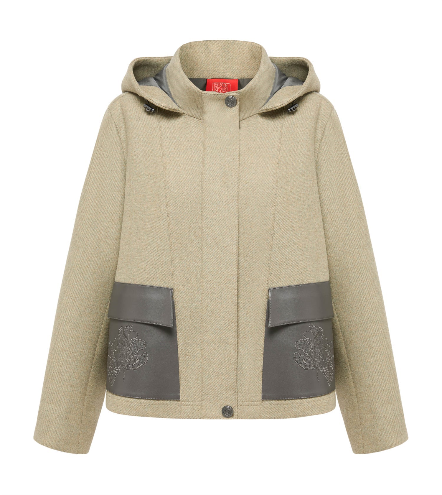 Classic Short Hooded Embroidered Jacket | Green