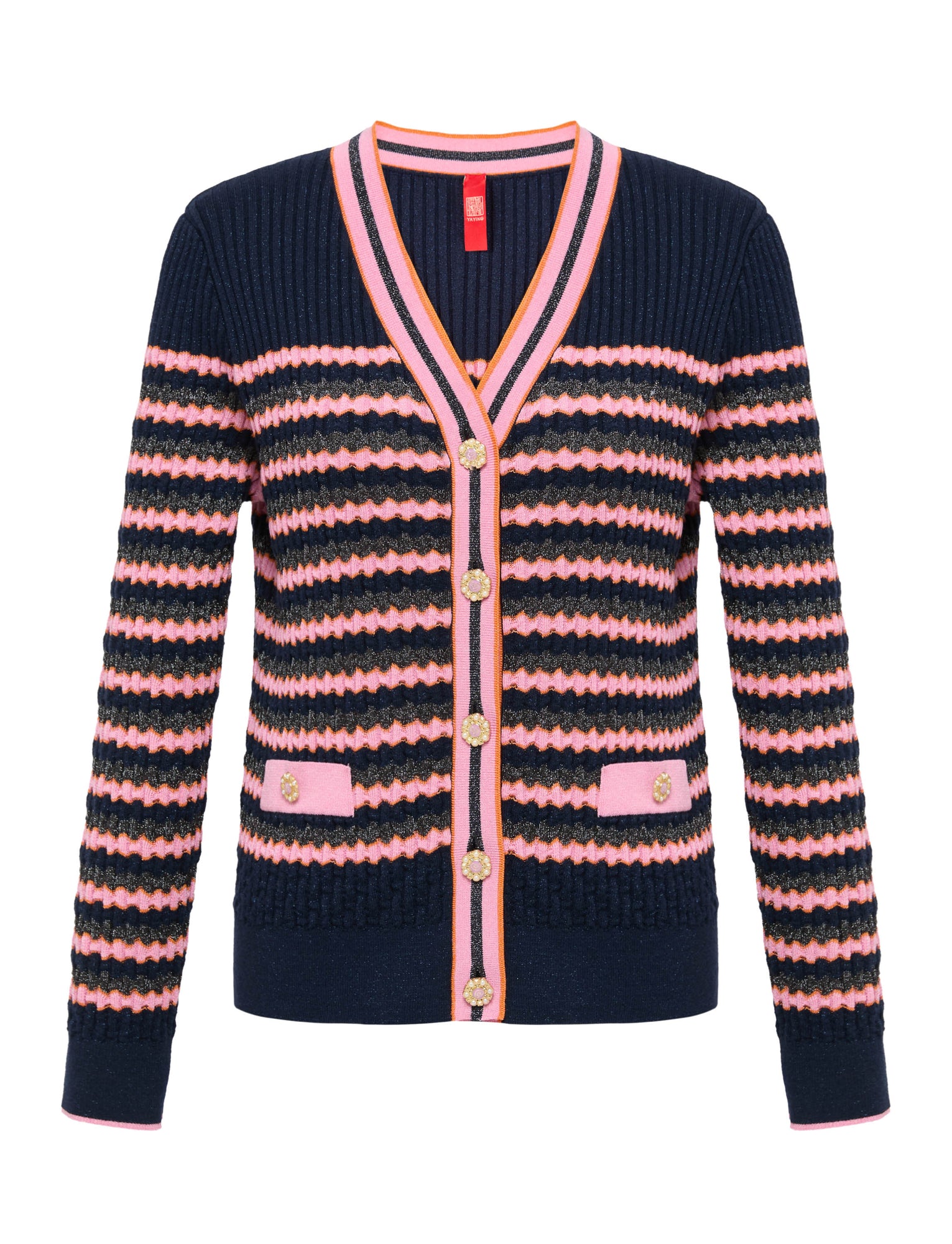Striped Knit Cardigan | Pink
