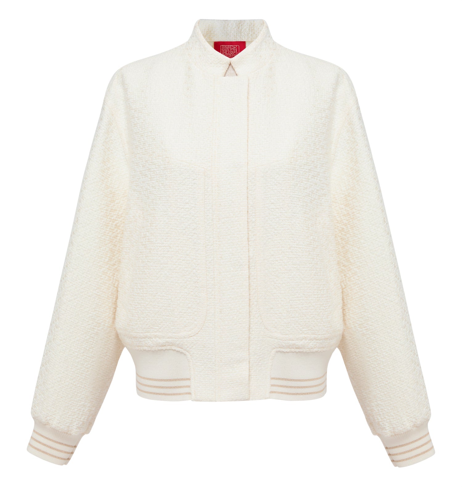 Chinese Style Stand-Up Collar Flight Jacket | White
