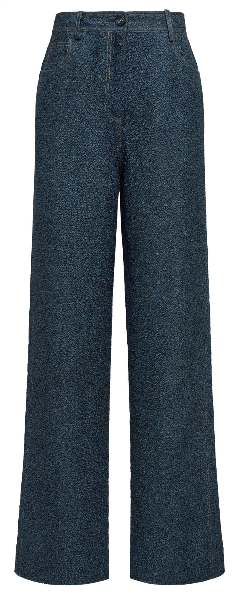 Textured Straight Pants | Navy