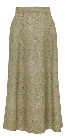 High-Waist Wool Cashmere Jacquard Skirt | Green