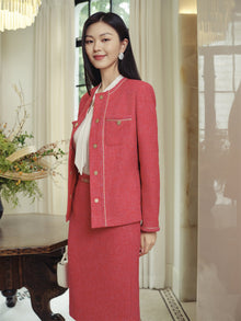 European Imported Tweed Jacket | Red