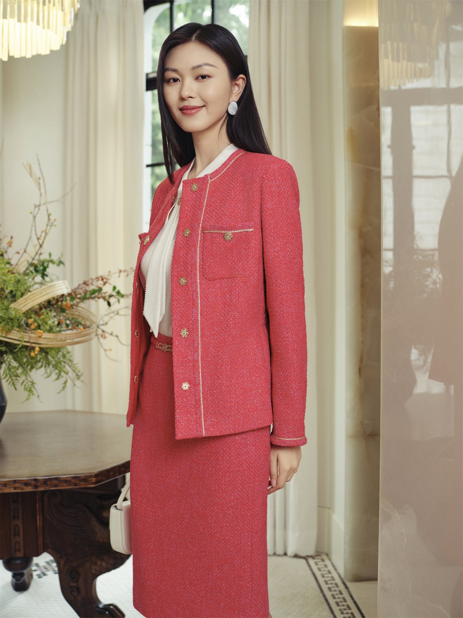 European Imported Tweed Jacket | Red