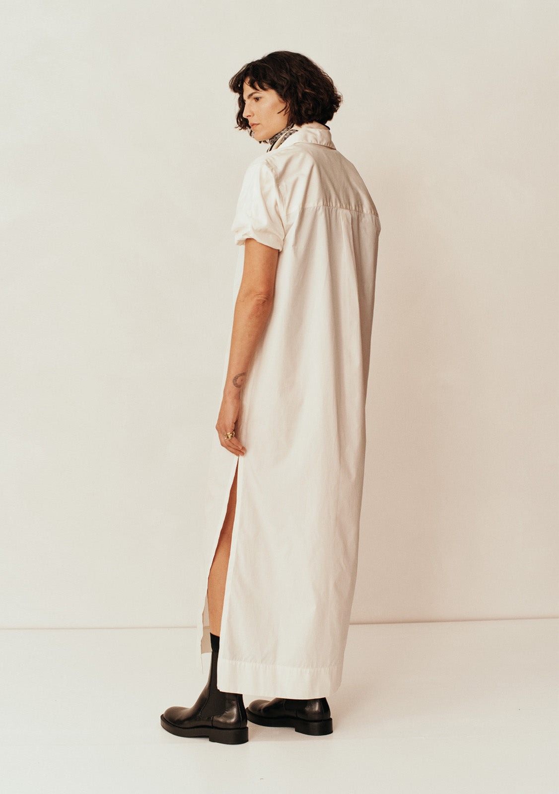 Collected Short Sleeve Shirt Dress | Crema