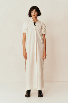 Collected Short Sleeve Shirt Dress | Crema