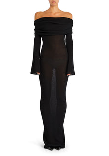 Womens | Galleria Rib Knit Maxi Dress | Black
