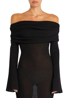 Womens | Galleria Rib Knit Maxi Dress | Black