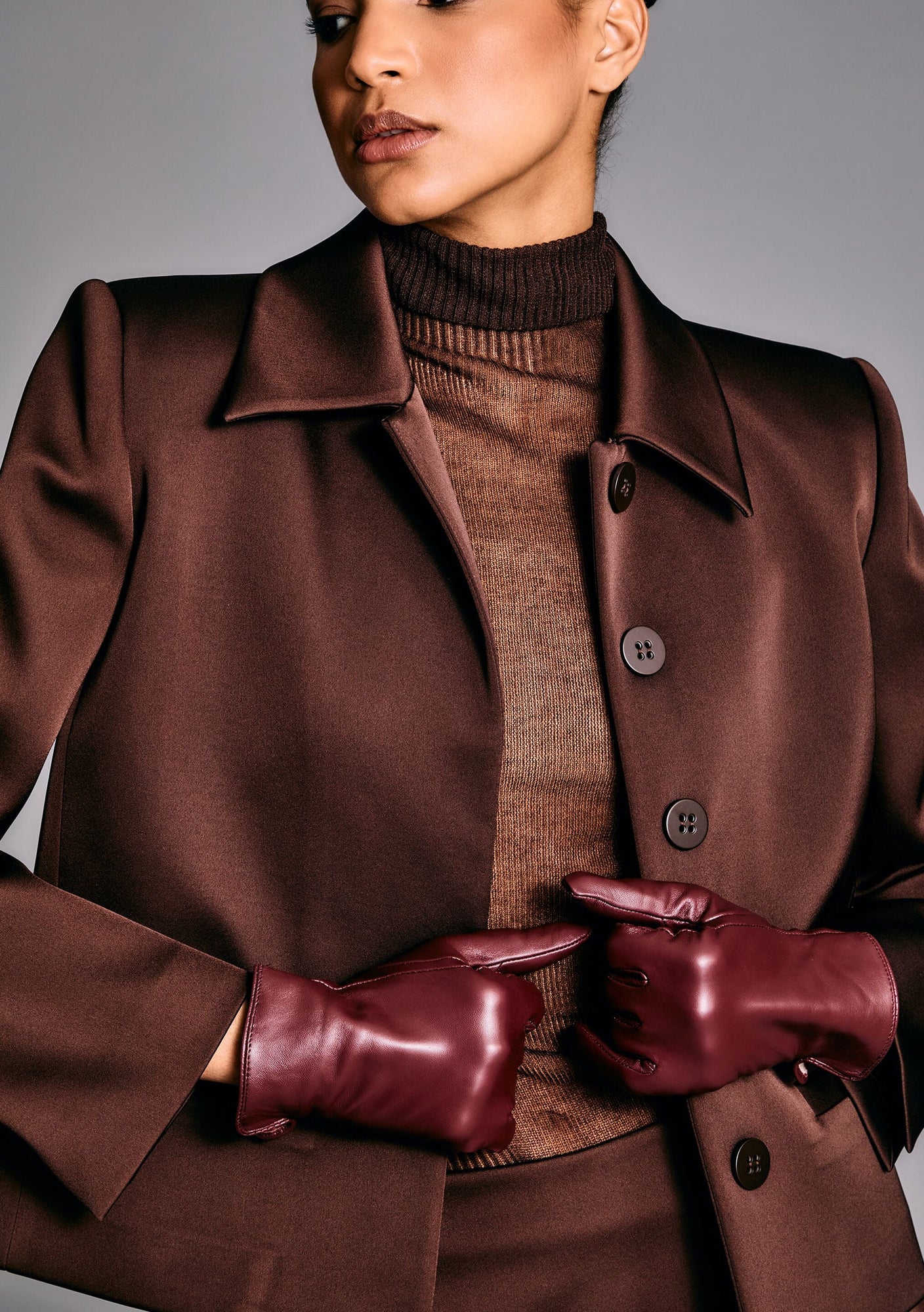 Womens | Bex Satin Jacket | Ash Brown