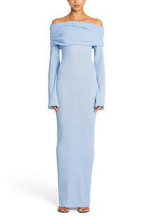 Womens | Galleria Rib Knit Maxi Dress | Powder Blue