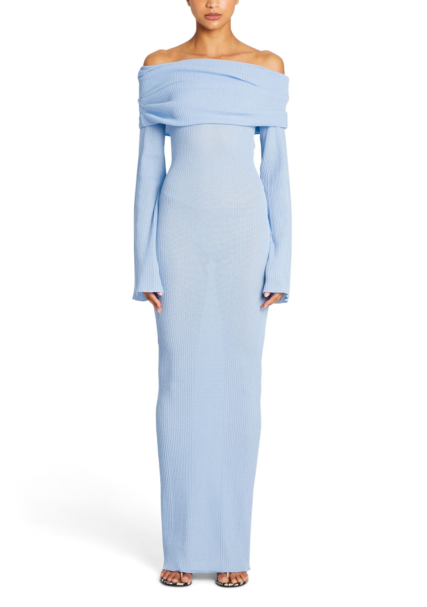 Womens | Galleria Rib Knit Maxi Dress | Powder Blue