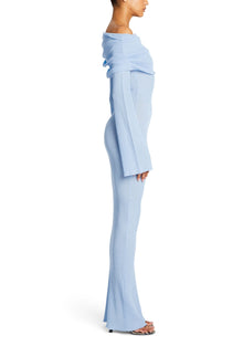Womens | Galleria Rib Knit Maxi Dress | Powder Blue
