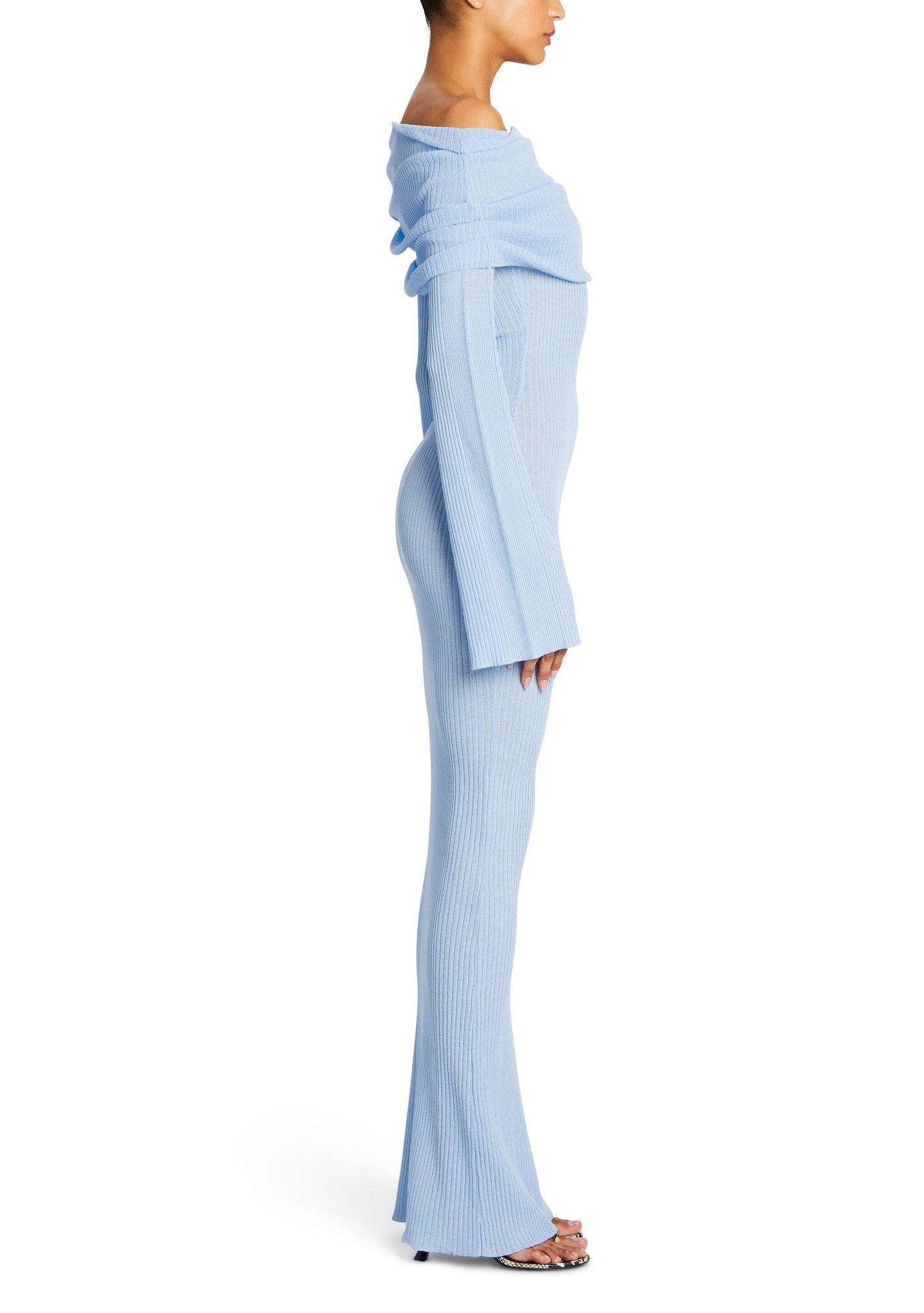 Womens | Galleria Rib Knit Maxi Dress | Powder Blue