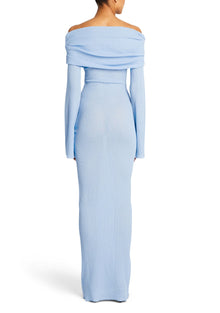 Womens | Galleria Rib Knit Maxi Dress | Powder Blue