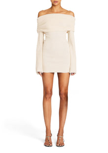 Womens | Galli Rib Knit Mini Dress | Eggshell