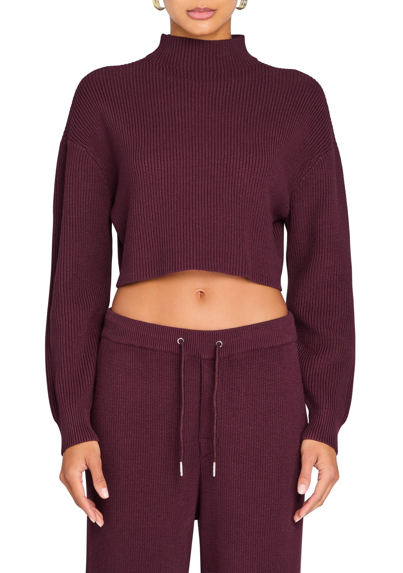 Womens | Carmen Mid Cropped Sweater | Merlot