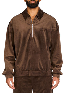 Mens | Charles Velvet Shirt | Ash Brown