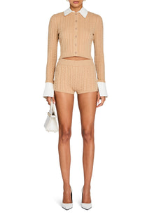 Womens | Molly Cable Knit Hot Short | Tan