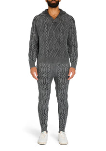 Mens | Lucas Acid Cable High Neck Sweater | Black Washed