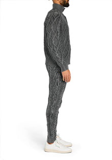 Mens | Lucas Acid Cable High Neck Sweater | Black Washed