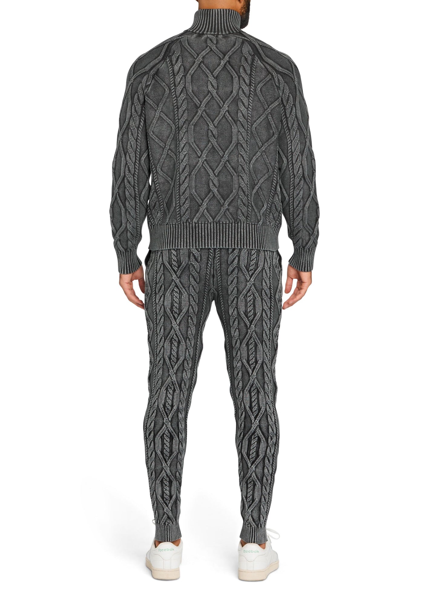 Mens | Lucas Acid Cable High Neck Sweater | Black Washed