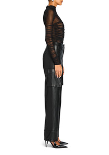 Womens | Fifer Vegan Leather Mid Rise Cargo Pant | Black