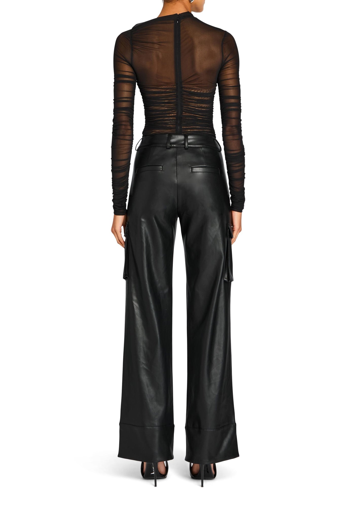 Womens | Fifer Vegan Leather Mid Rise Cargo Pant | Black