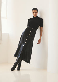 Womens | Elin Vegan Leather Skirt | Black