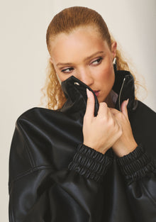 Womens | Mia Vegan Leather Pullover | Black