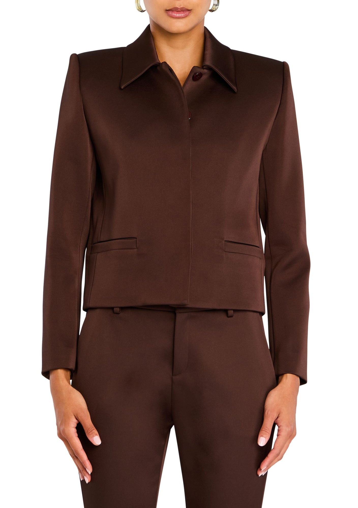 Womens | Bex Satin Jacket | Ash Brown