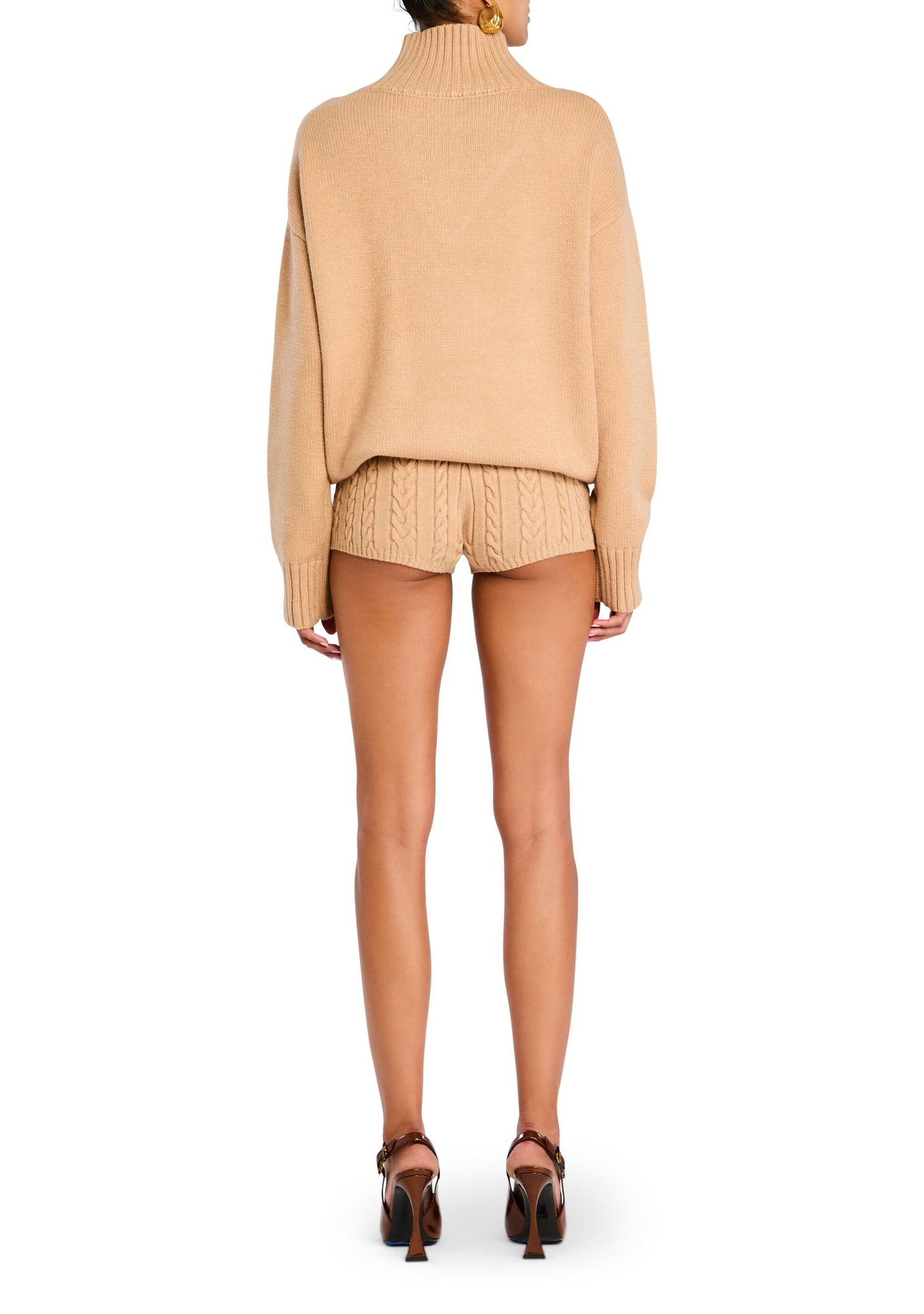 Womens | Molly Cable Knit Hot Short | Tan
