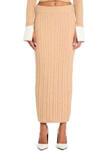 Womens | Prunella Cable Knit Skirt | Tan