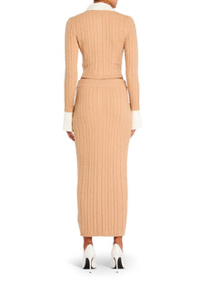 Womens | Prunella Cable Knit Skirt | Tan