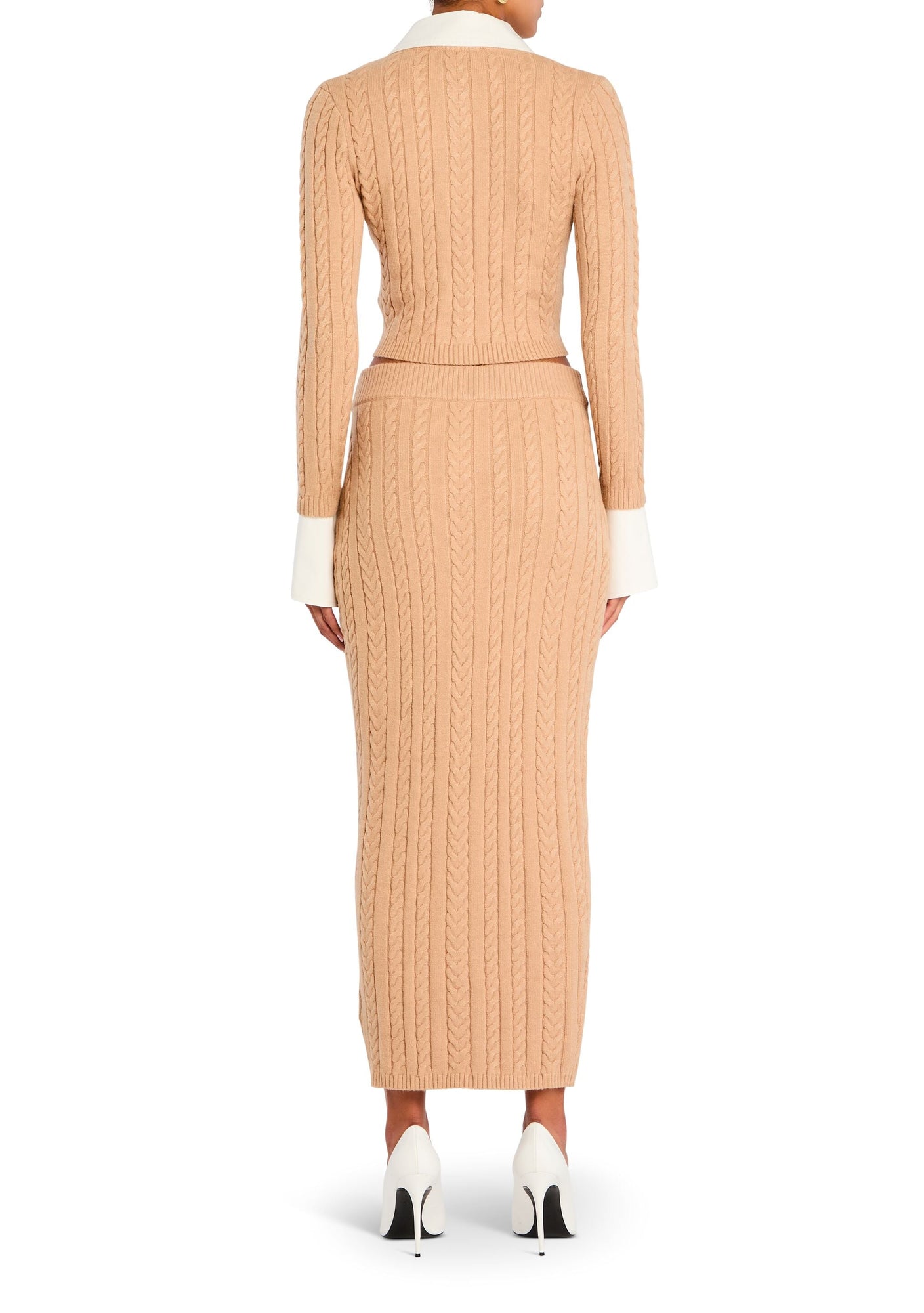 Womens | Prunella Cable Knit Skirt | Tan
