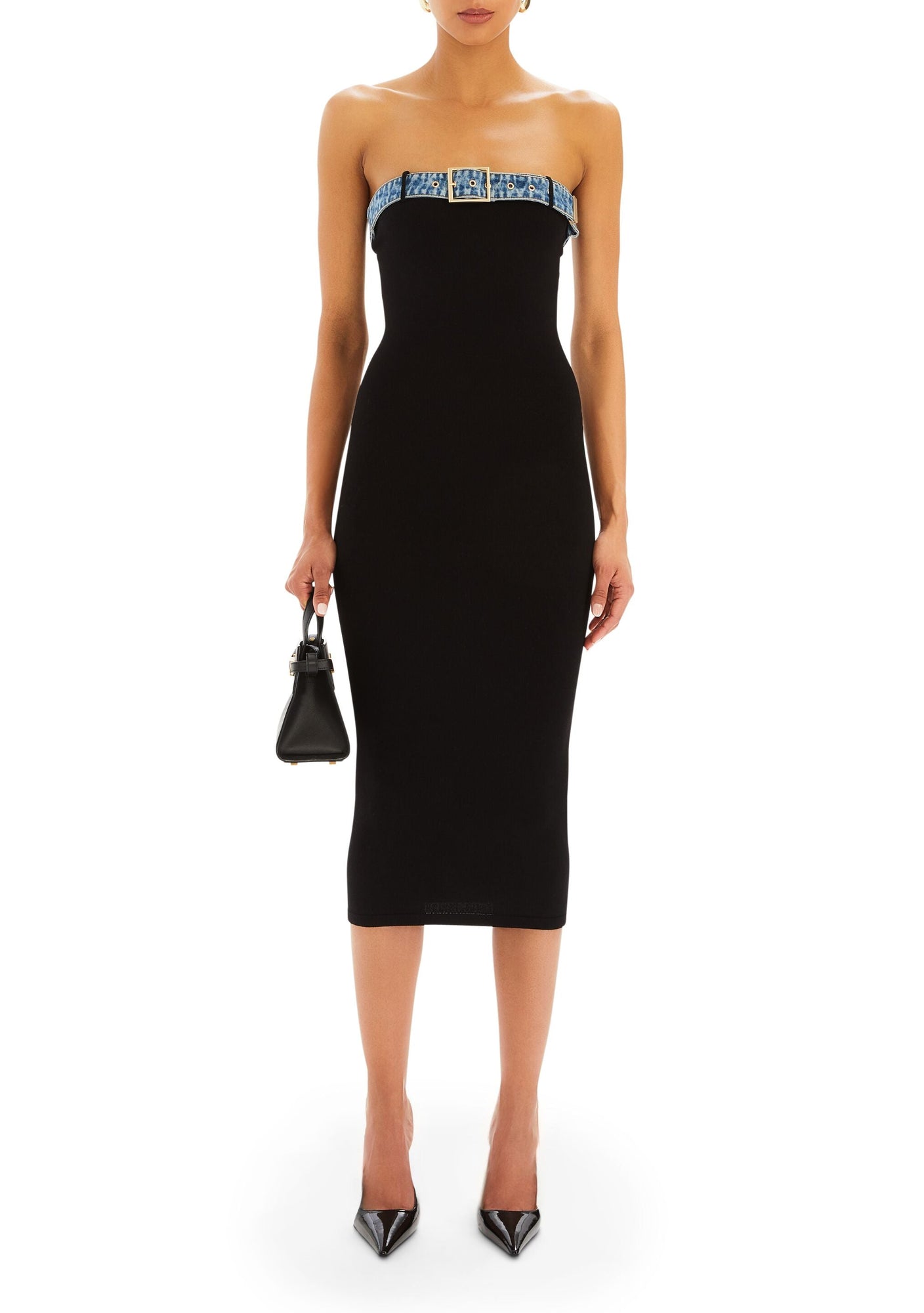 Womens | Blanche Knit Denim Dress | Black/River