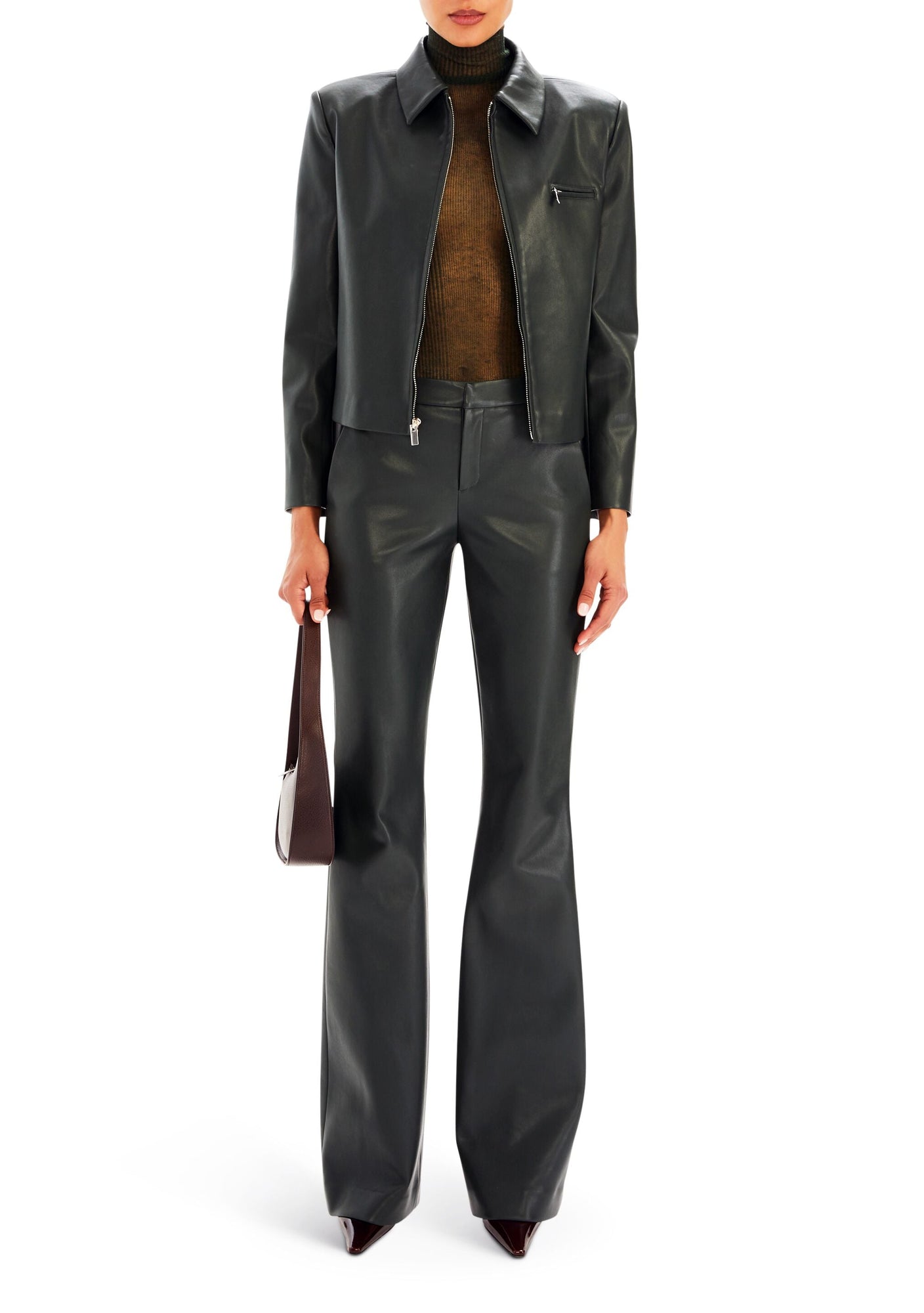 Womens | Ronja Vegan Leather Trouser | Forest Green