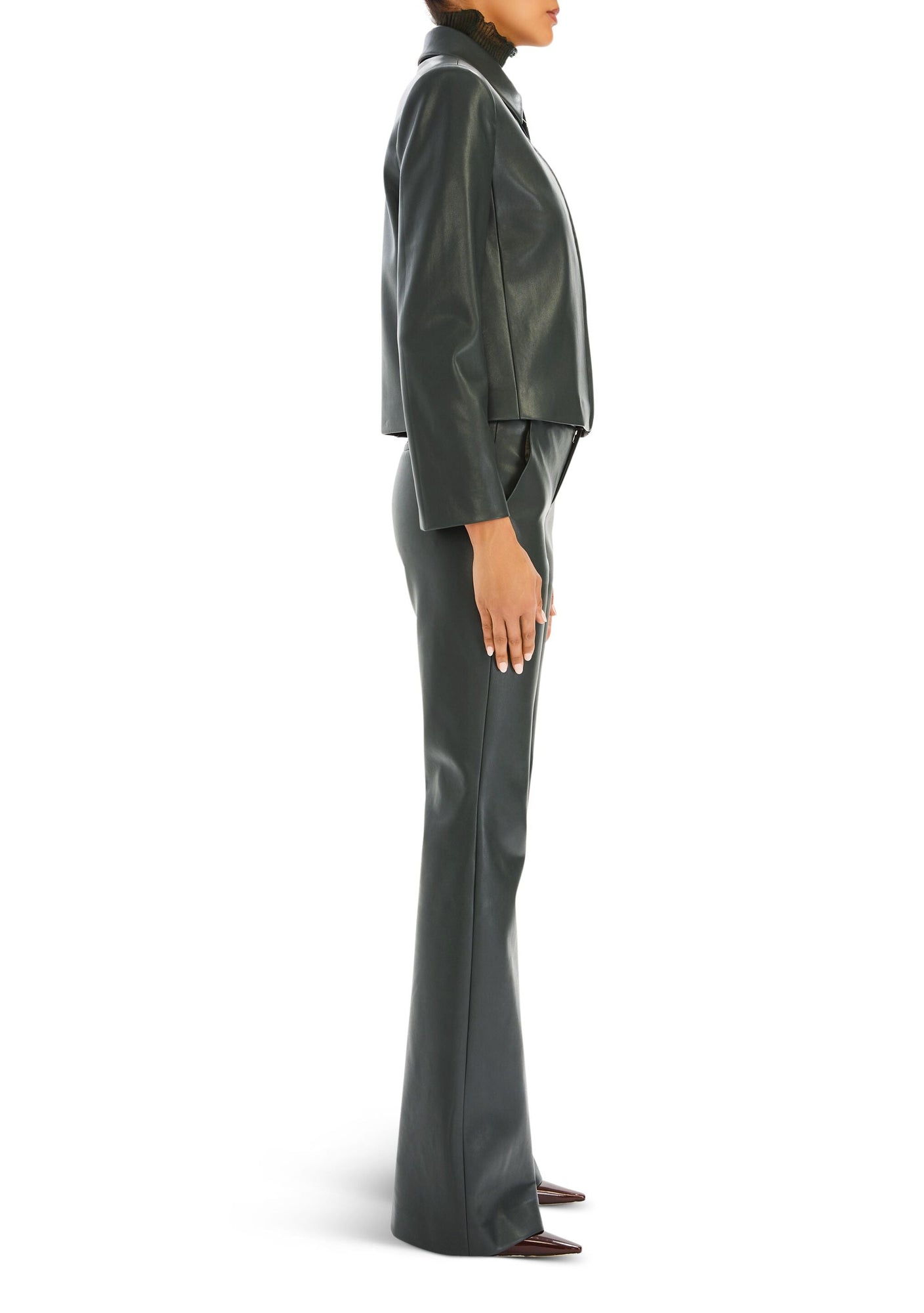 Womens | Ronja Vegan Leather Trouser | Forest Green