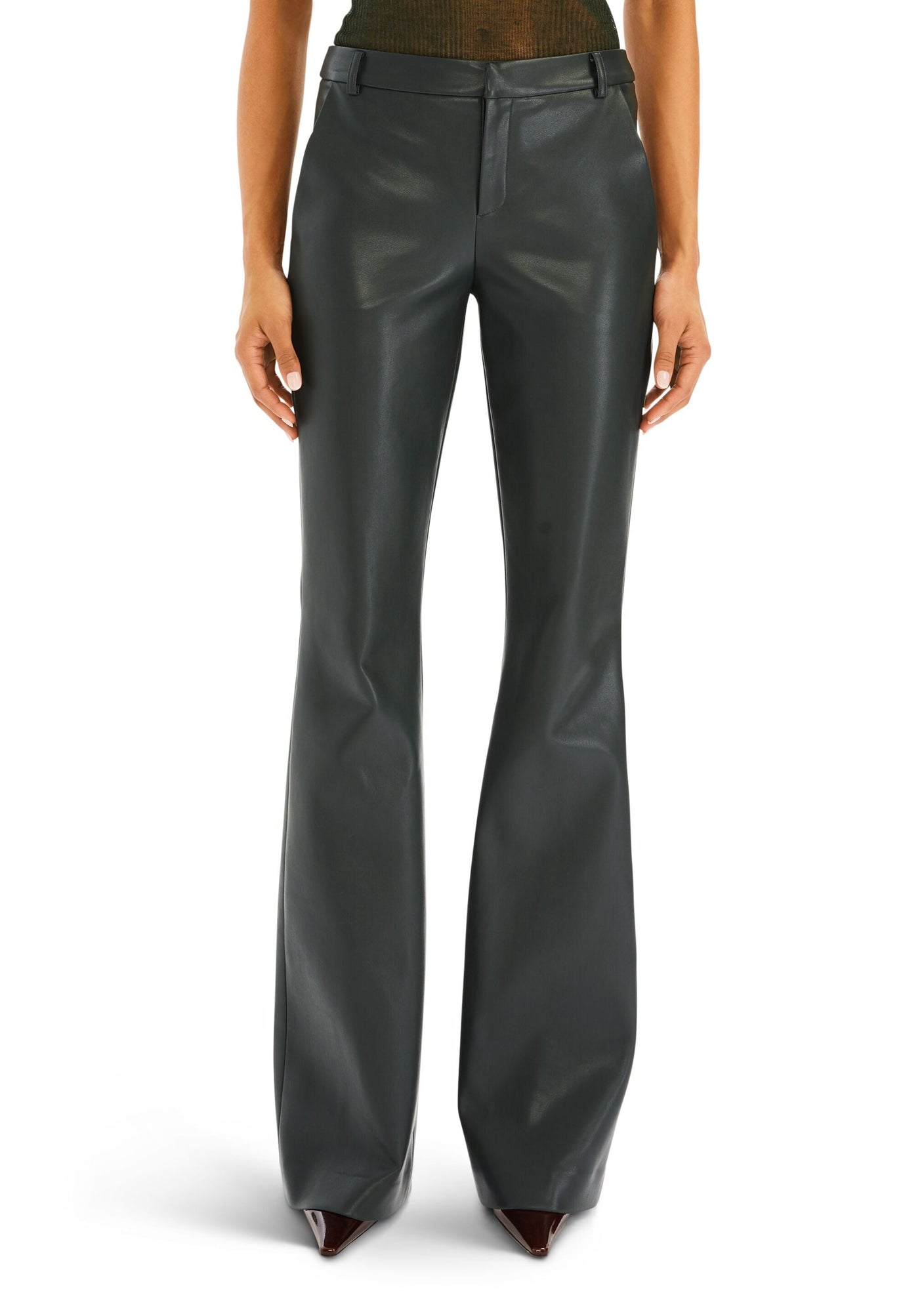 Womens | Ronja Vegan Leather Trouser | Forest Green