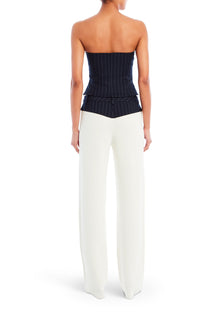 Womens | Bridgette Bustier Top | Navy Pinstripe
