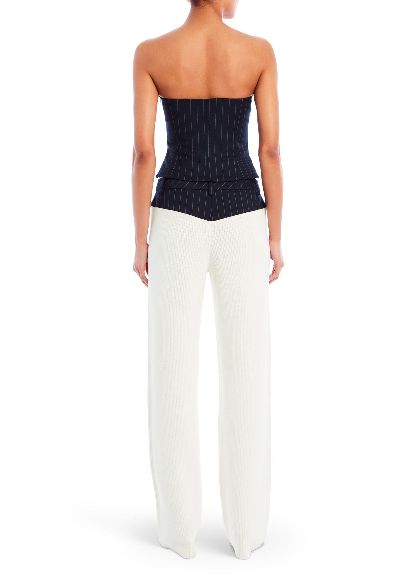 Womens | Bridgette Bustier Top | Navy Pinstripe