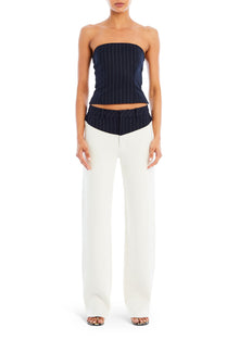Womens | Bridgette Bustier Top | Navy Pinstripe
